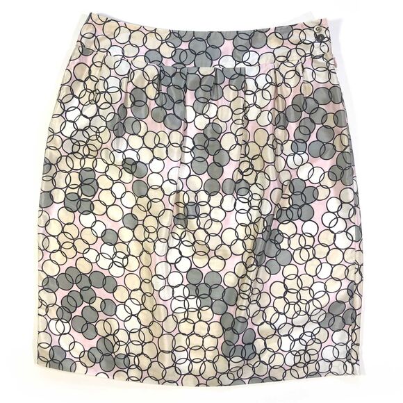 Escada Silk Pleated Geometric Skirt Pink Gray Sz 8 - Picture 1 of 10